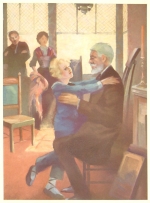 He threw both arms around the old gentleman's neck and
    rejoicingly exclaimed: 'Oh, Grandfather, is it really you?'