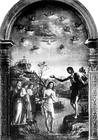 THE BAPTISM OF CHRIST FROM THE PAINTING BY CIMA
In the Church of S. Giovanni in Bragora