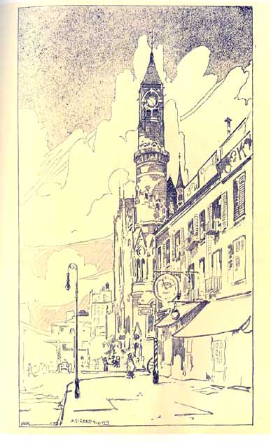 JEFFERSON MARKET. The old clock that has told the hours
of justice for Greenwich Village during many years.