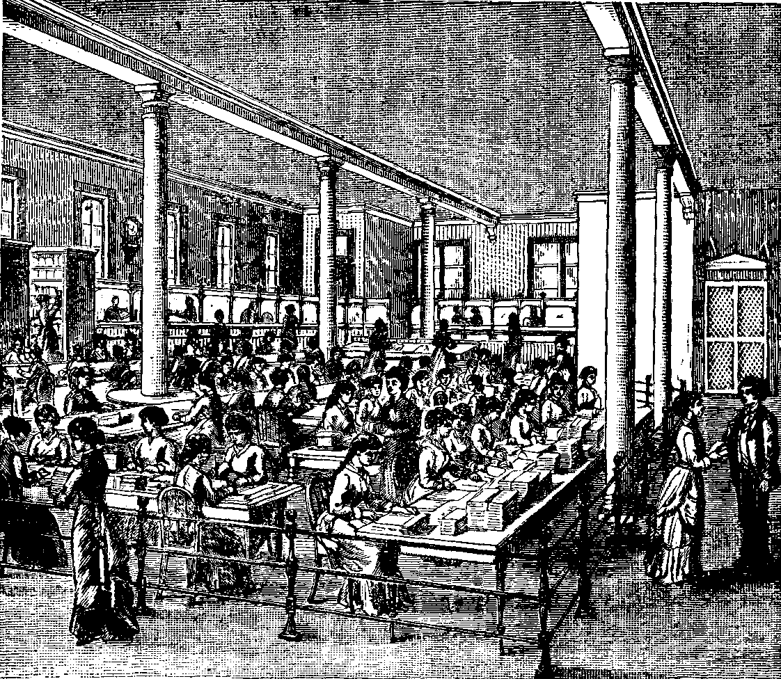 Illustration:
Postal, Advertising, Wrapping and Mailing Departments.