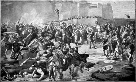 RAISING THE SIEGE OF ROME,
A.D. 538

The crushing defeat of the Goths by the armies of Justinian,
who placed Vigilius in the papal chair under the military
protection of his famous general, Belisarius.