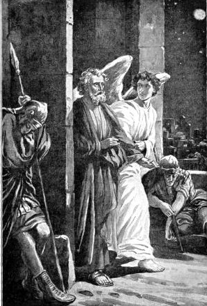 PETER DELIVERED
FROM PRISON

"The angel of the Lord encampeth round about
them that fear Him, and delivereth them."
Ps. 34:7.