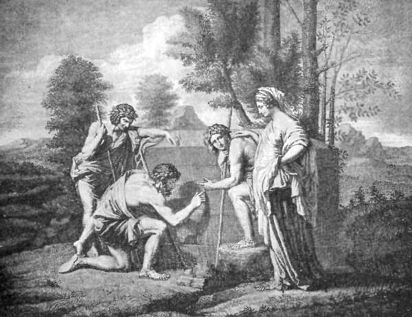 Fig. 56.&mdash;POUSSIN. ET IN ARCADIA EGO. LOUVRE.