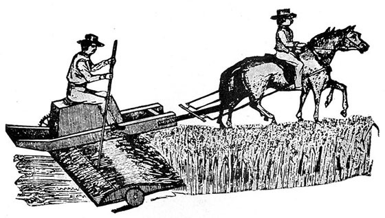 Hussey's Rear-Delivery Reaper.
(From "Who Invented the Reaper?" by R. B. Swift.)