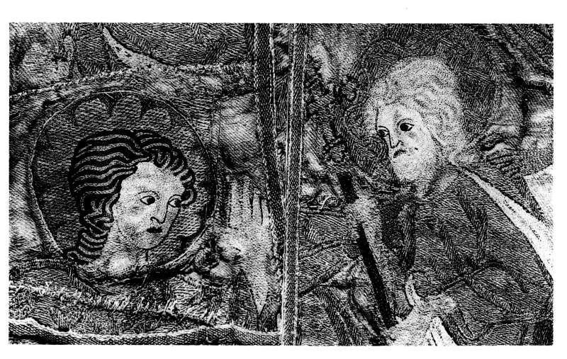 Plate II.&mdash;Two Heads from a XIVth Century English Cope
preserved at Steeple Aston, Oxfordshire.