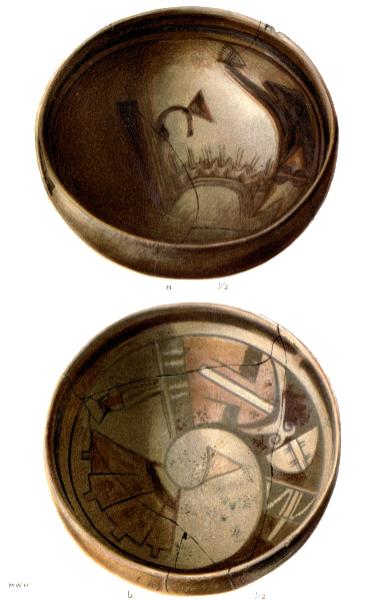 PL. CLIII&mdash;
FOOD BOWLS WITH FIGURES OF BIRDS AND FEATHERS FROM SIKYATKI