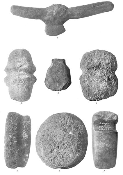 PL. CLXXI&mdash;
STONE IMPLEMENTS FROM PALATKI, AWATOBI, AND SIKYATKI