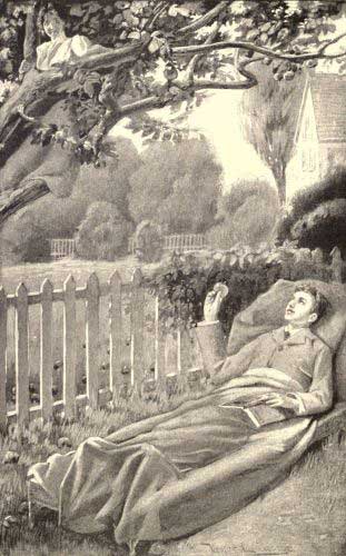 Theodora's face, rosy with blushes, appeared in the
opening.