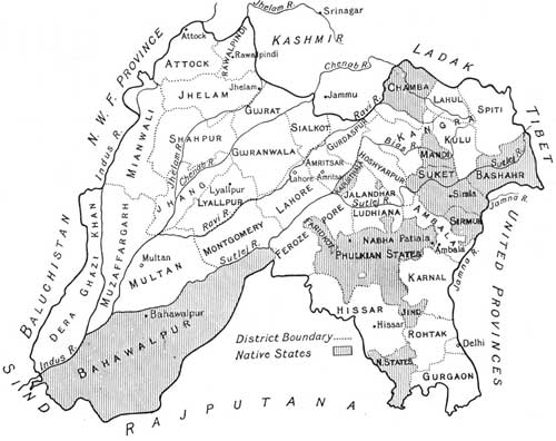  Fig. 83. Skeleton District Map of Panj&aacute;b.