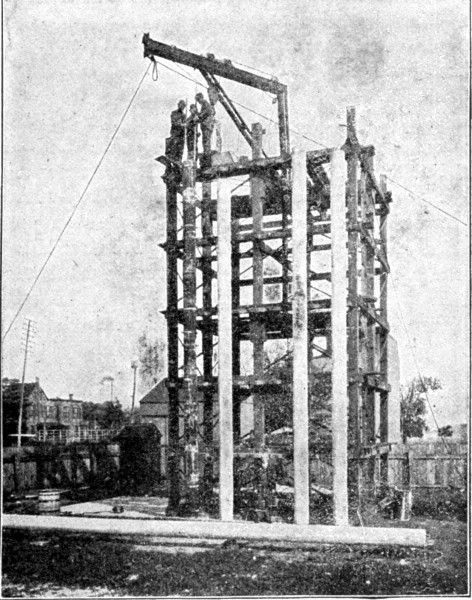 Fig. 59.&mdash;Plant for Vertical Molding of Concrete Piles.