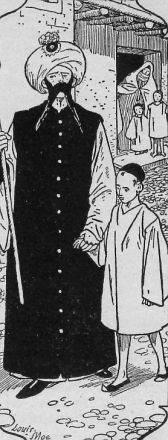 H�n otti poikaa k�dest� kiinni.