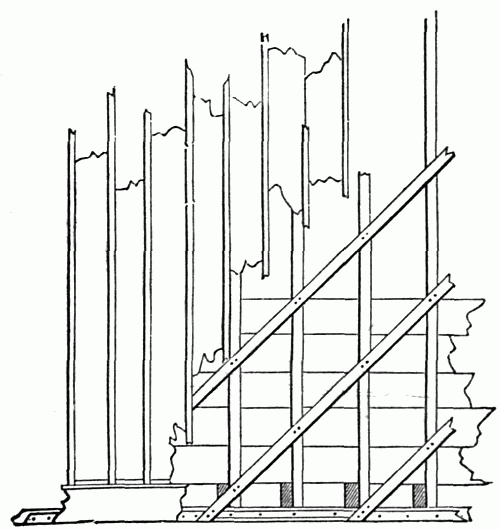 Fig. 120.&mdash;Diagonal Ribs for Vertical or Battened Siding.