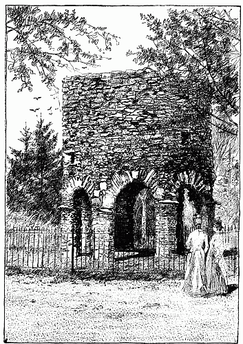 The Old Stone Mill. It was a roofless circular tower, supported on round arches.&mdash;Page 73.