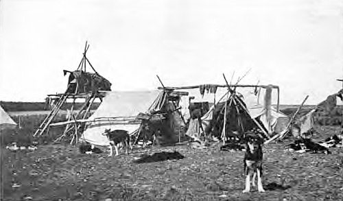 AN ENCAMPMENT OF ESKIMOS ON THE BEACH AT FORT
McPHERSON