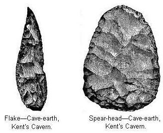 Flake&mdash;Cave-earth,<BR>Kent's Cavern and Spear-head&mdash;, Kent's Cavern.