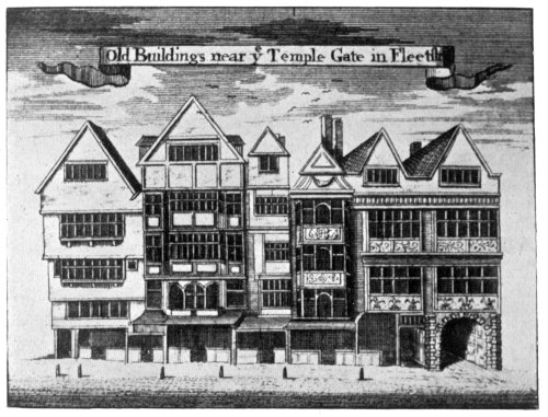 Old Wooden Houses, near the Temple Gate,
Fleet Street.