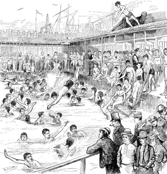 A FREE SWIMMING BATH.&mdash;Drawn by A.&nbsp;D. Shults.&mdash;[See next
Page.