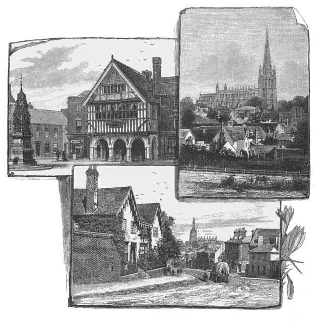 VIEWS IN SAFFRON WALDEN.

1. Town-Hall. 2. Church. 3. Entrance to the Town.