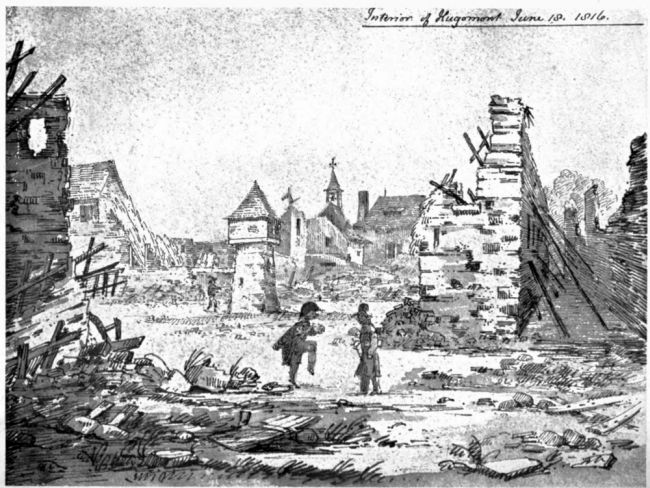Interior of Hugomont June 18, 1816.
To face p. 265.