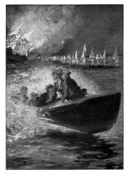 The light of the great fire illumined not only all the island, but
the waters for miles around