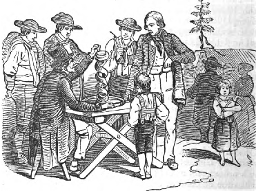 The croupier made the die roll through the
coils of a
snake.