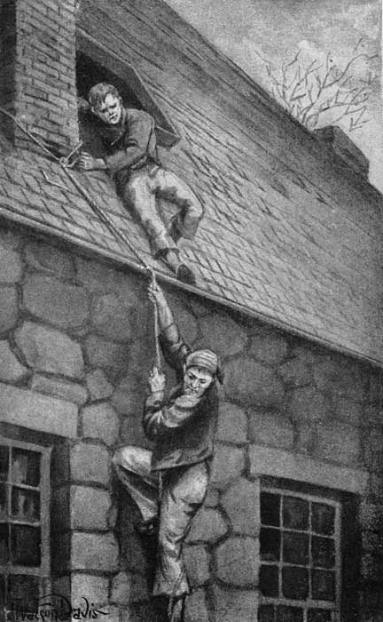 As soon as the line was made fast a man slipped down quickly
followed by another. P. 335.