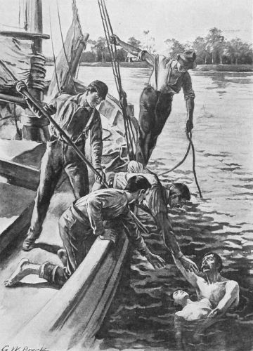 THE CAPTAIN REAPPEARED AND LIFTED BASCOM'S HEAD ABOVE
WATER.