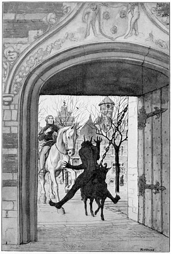 Toen hij zijn kasteel naderde, reed er voor hem een donkere gedaante