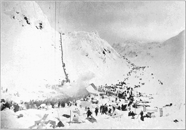 Copyright by E. A. Hegg, Juneau

Scales and Summit of Chilkoot Pass in 1898