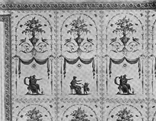 Plate XC.&mdash;Paper hung for Wedding of Dorothy Quincy, Quincy Mansion.