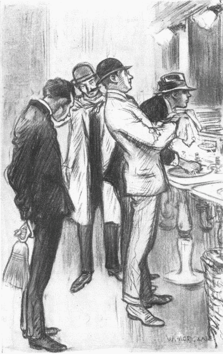 My companion and I made excuses to go downstairs and wash
our hands in the public washroom, just for the pleasure of doing
so without fear of being attacked by a swarthy brigand with
a brush