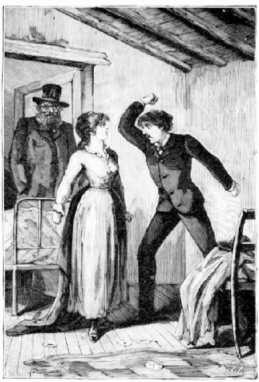 Paul eut un geste terrible, il marcha la main lev�e sur
la jeune femme.