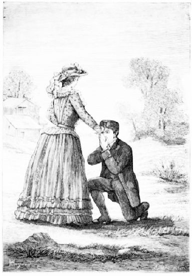 Il tomba � ses genoux, s'empara de ses mains qu'il
couvrit de baisers.