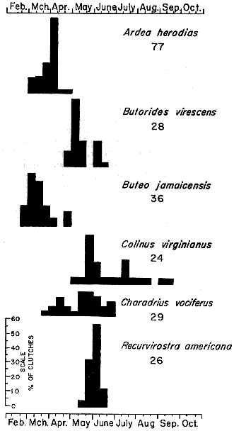 Fig  3.&mdash;Histograms representing breeding schedules