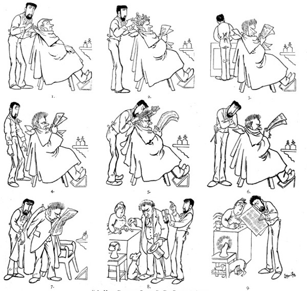 "A Hair-Raising Story."&mdash;By Caran D'ache.

From the Caran D'ache Album, by Permission of MM. Plon Nourrit & Co.

SELECTED BY MR. LESLIE WILLSON.