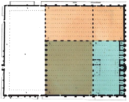PLANTA DE LA MEZQUITA DE CORDOBA SEGUN ESTABA EN TIEMPO
DE LOS ARABES.