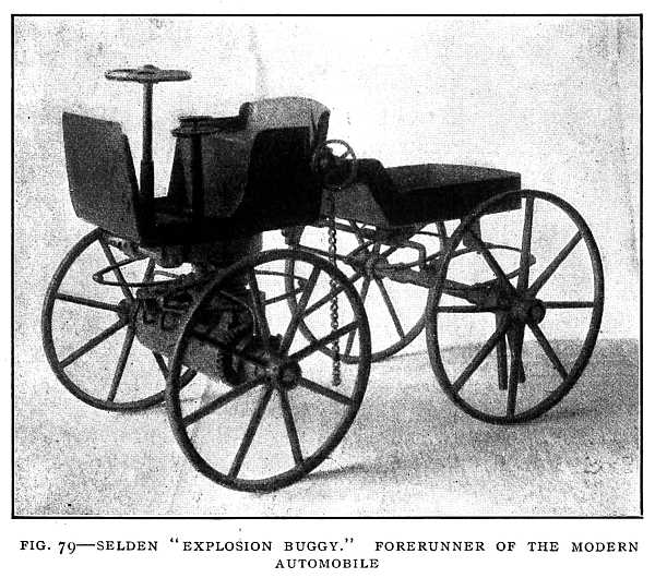 FIG. 79&ndash;SELDEN "EXPLOSION BUGGY." FORERUNNER OF THE MODERN AUTOMOBILE