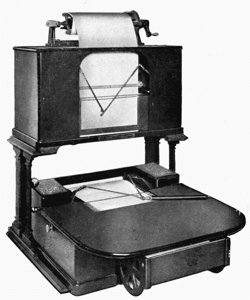 The Telewriter
This remarkable instrument transmits actual writing and drawings, the
receiving pen copying precisely the movements of the sending pen