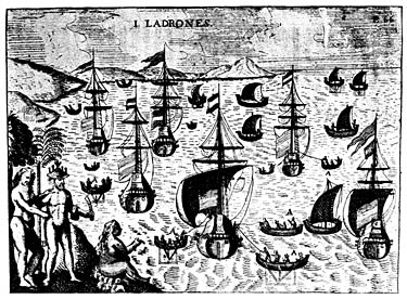 View of one of Ladrones Islands&mdash;Levinus Hulsius (Franckfurt am Mayne, M.DC.XX)