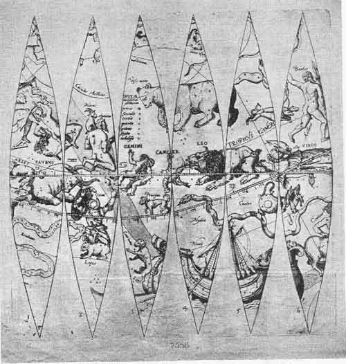 Celestial Globe Gores by Johannes
Oterschaden, ca. 1675.