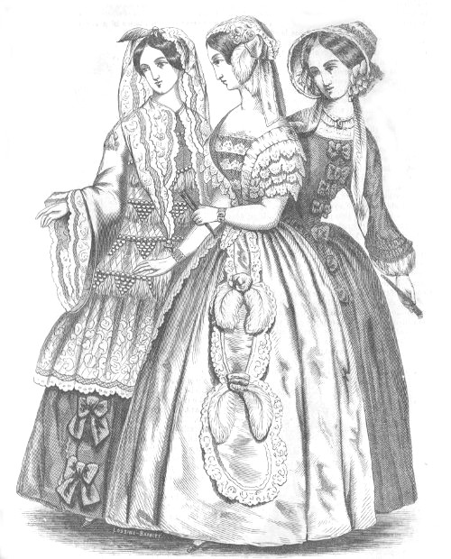 Fig. 1.&mdash;Promenade and Evening Costumes.