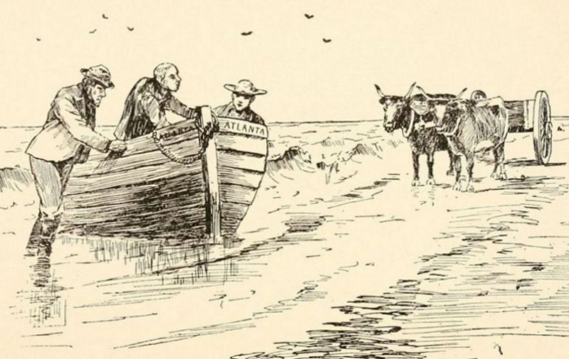 That which had come out of the east on this bright June
morning was a ship's lifeboat about eighteen feet long.&mdash;Page 4.
