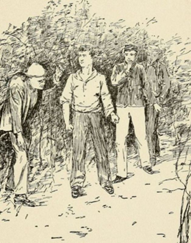 "Does that mean you ain't goin' to leave?" And the boy
advanced threateningly with clinched fists, until he stood within a few
inches of the deformed lad.&mdash;Page 55.