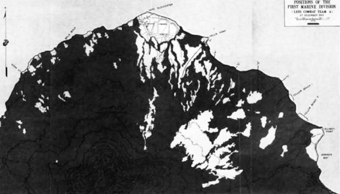 POSITIONS OF THE
FIRST MARINE DIVISION
