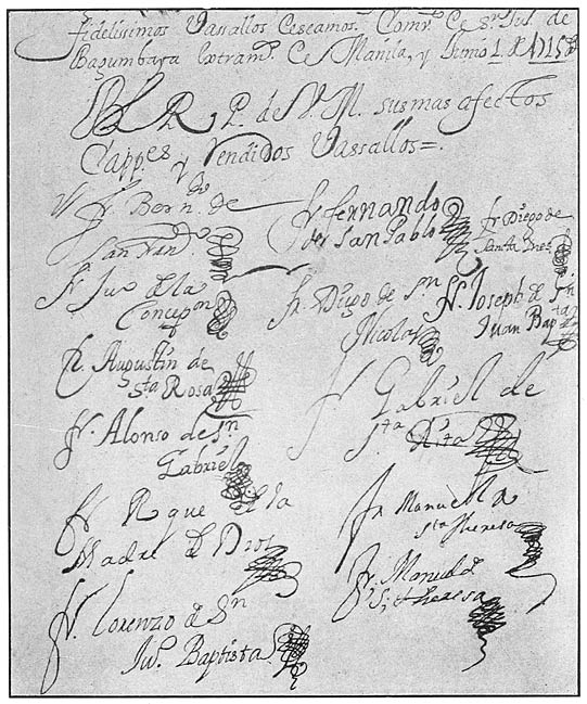 Signature of Juan de la Concepci&oacute;n, et al.