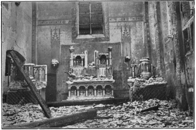 [Image unavailable: THE CHURCH AT TERMONDE IN RUINS.

Photo, Sport and General.

Face p. 101