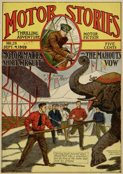 The huge beast towered above
Motor Matt like a mountain,
but the king of the motor boys
held his ground.