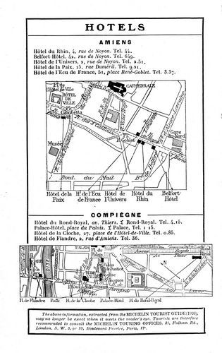 Advert for Hotels in Amiens and Compi�gne.