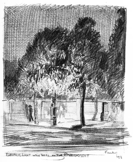 Image unavailable: ELECTRIC LIGHT IN THE TREES ON THE EMBANKMENT

f carter.
1913

